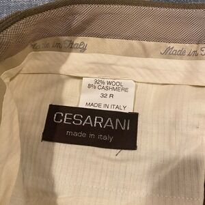 Cesarani Mens 32R Wool Cashmere Pleated Cuffed Dress Pants Brown Made in Italy
